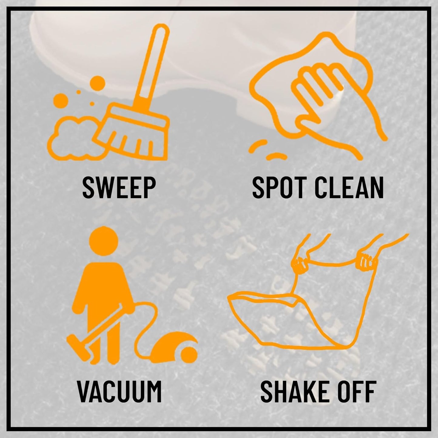 Ottomanson 2' x 55' Hallway Runner with Scraper Pile Extra Durable Non-Slip Rug Mat for Indoor & Outdoor Use - Ideal for Kitchen, Entryway, Patio & Garage - High-Traffic Carpet, Black