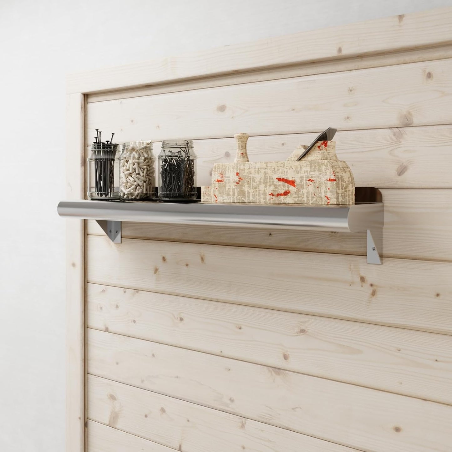AmGood 24" Long X 6" Deep Stainless Steel Wall Shelf | NSF Certified | Appliance & Equipment Metal Shelving | Kitchen, Restaurant, Garage, Laundry, Utility Room