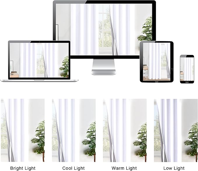 XWZO White Blackout Curtains with Tiebacks - Heat and Full Light Blocking Window Panels with Grommets for Bedroom/Nursery, 84 Inches Long Thermal Insulated Draperies, White, W42 x L84, Set of 2