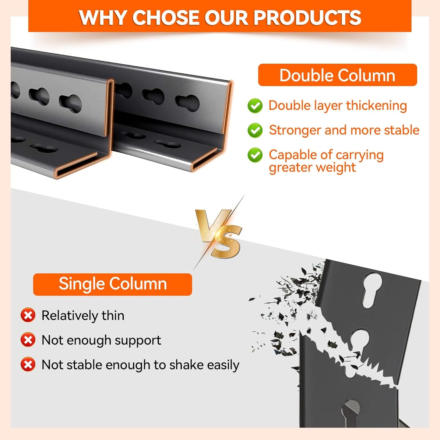 Garage Shelving, Storage Shelves Heavy Duty, 5-Tier Adjustable Black Shelving, 3000Lbs Utility Shelf for Garage/Basement/Kitchen, 72”H×48”W×24”D