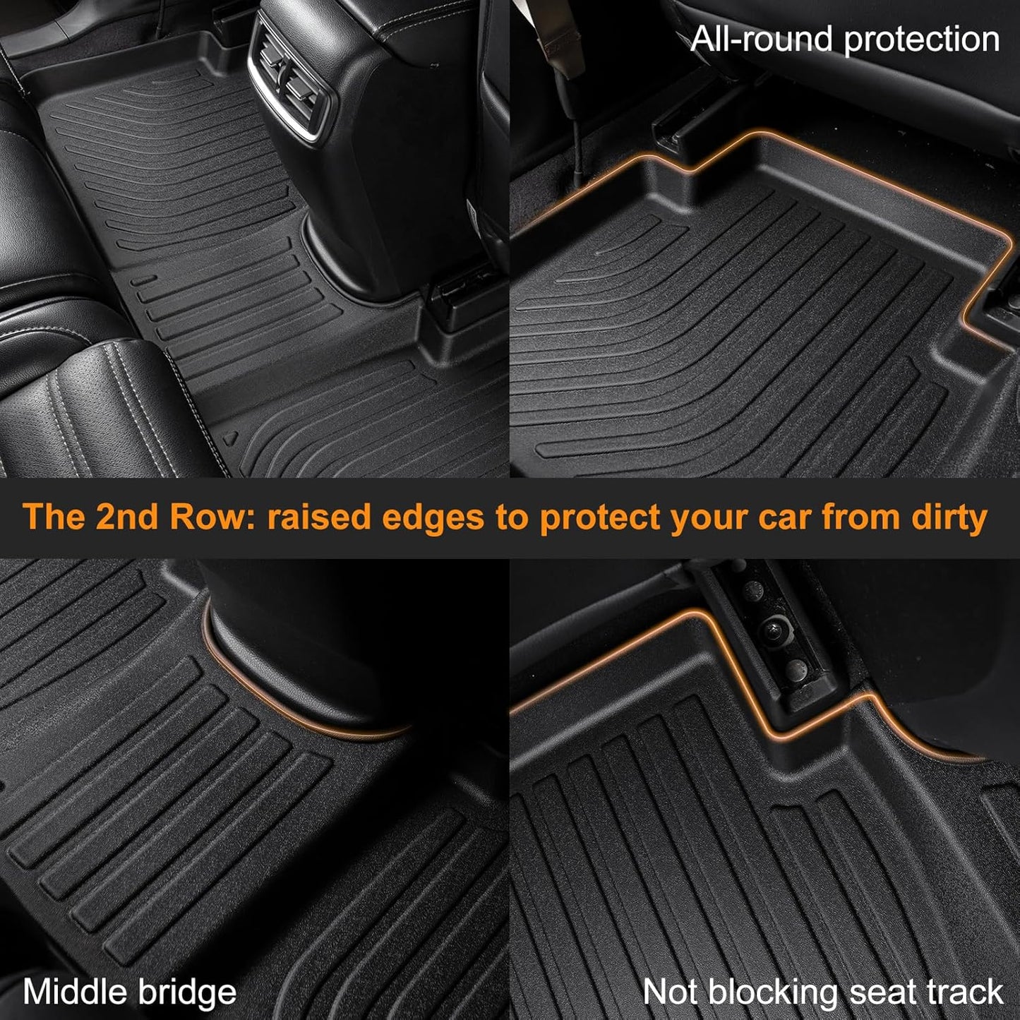 Binmotor-All Weather Car Floor Mats and Cargo Liner Set for 2013-2022 Acura ILX,2 Rows with Cargo Mat Set,TPE Rubber Liners for Acura ILX Accessories Mats Trunk Mat-Black