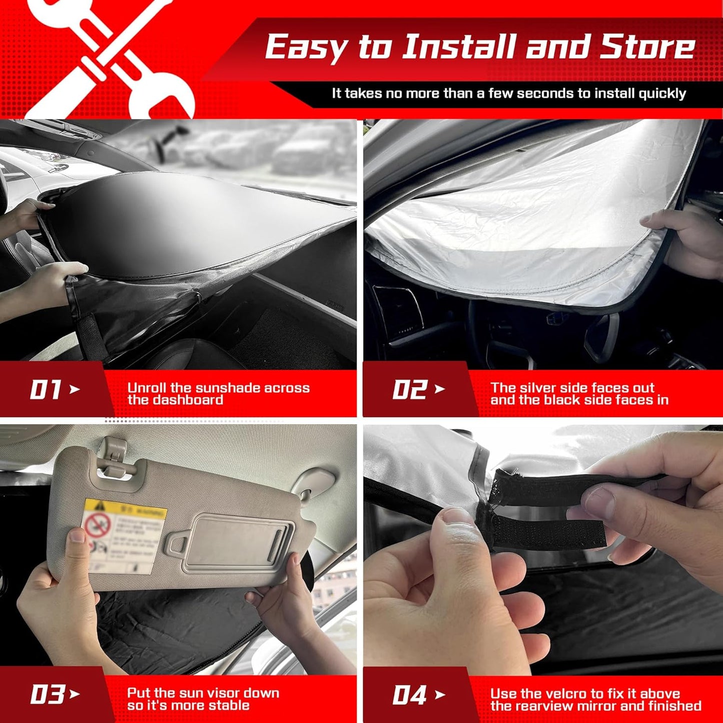 ARISMOTOR Windshield Sun Shade for Ford Ranger 2019-2025 2026, Custom Fit Foldable Front Window Sunshade Sun Visor Protector, Block UV Rays Keep Your Car Cooler