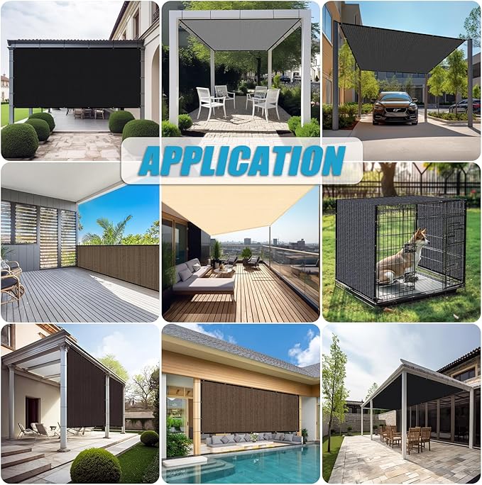 Amagenix 90% Shade Fabric 4'X 9' Mocha Sun Shade Cloth with Grommets for Pergola Replacement Shade Cover Canopy, Heavy Duty, Cable Zip Ties Included (We Customized)