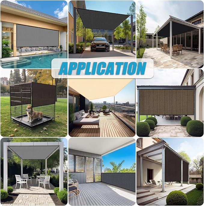Amagenix 90% Pergola Shade Cover 6'X 18' Dark Gray Sun Shade Cloth with Grommets for Outdoor Garden Patio Porch-Commercial Grade 200 GSM-Cable Zip Ties Included (We Customized)