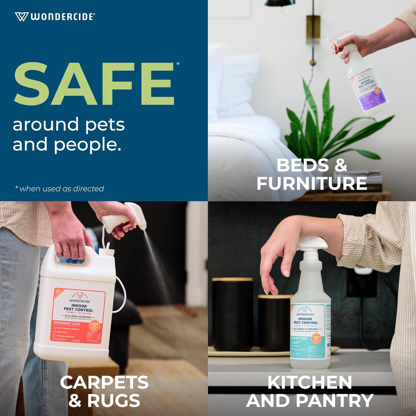 Wondercide - Indoor Pest Control Spray for Home and Kitchen - Ant, Roach, Spider, Fly, Flea, Bug Killer and Insect Repellent - with Natural Essential Oils - Pet and Family Safe — Peppermint 16 oz