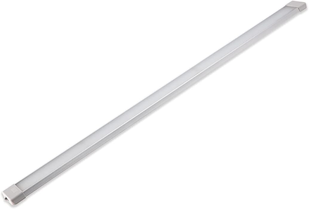 RV Cargo Truck LED Interior Utility Light Fixture 42.1" x 2.6", High Lumen-Output Low Current Draw, Frosted Lens 6000K Cool-White Even Diffused Beam, On/Off Rocker Switch 12V-24V DC, 1-Pack