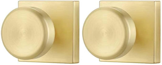 Brushed Gold Door Knobs Interior, Pismo Doorknobs with Square Rosette for Closet