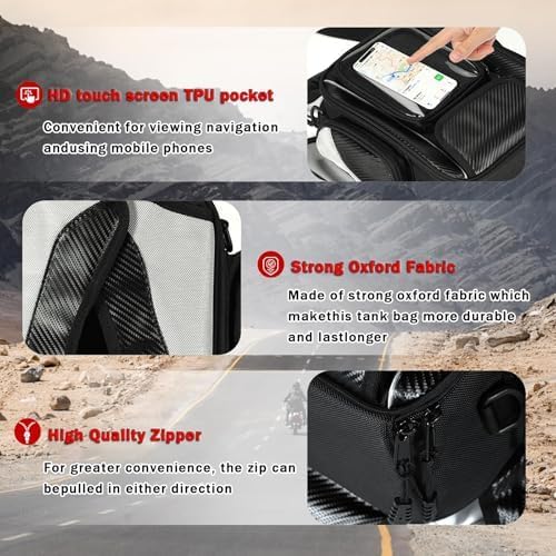 Motorcycle Tank Bag for Harley Davidson Pan America 2020-2024, Magnetic & Strap Mount Tank Bag for Motorcycles, Motorcycle Touring Navigation Luggage Bag Tank Bags, B Magnetic
