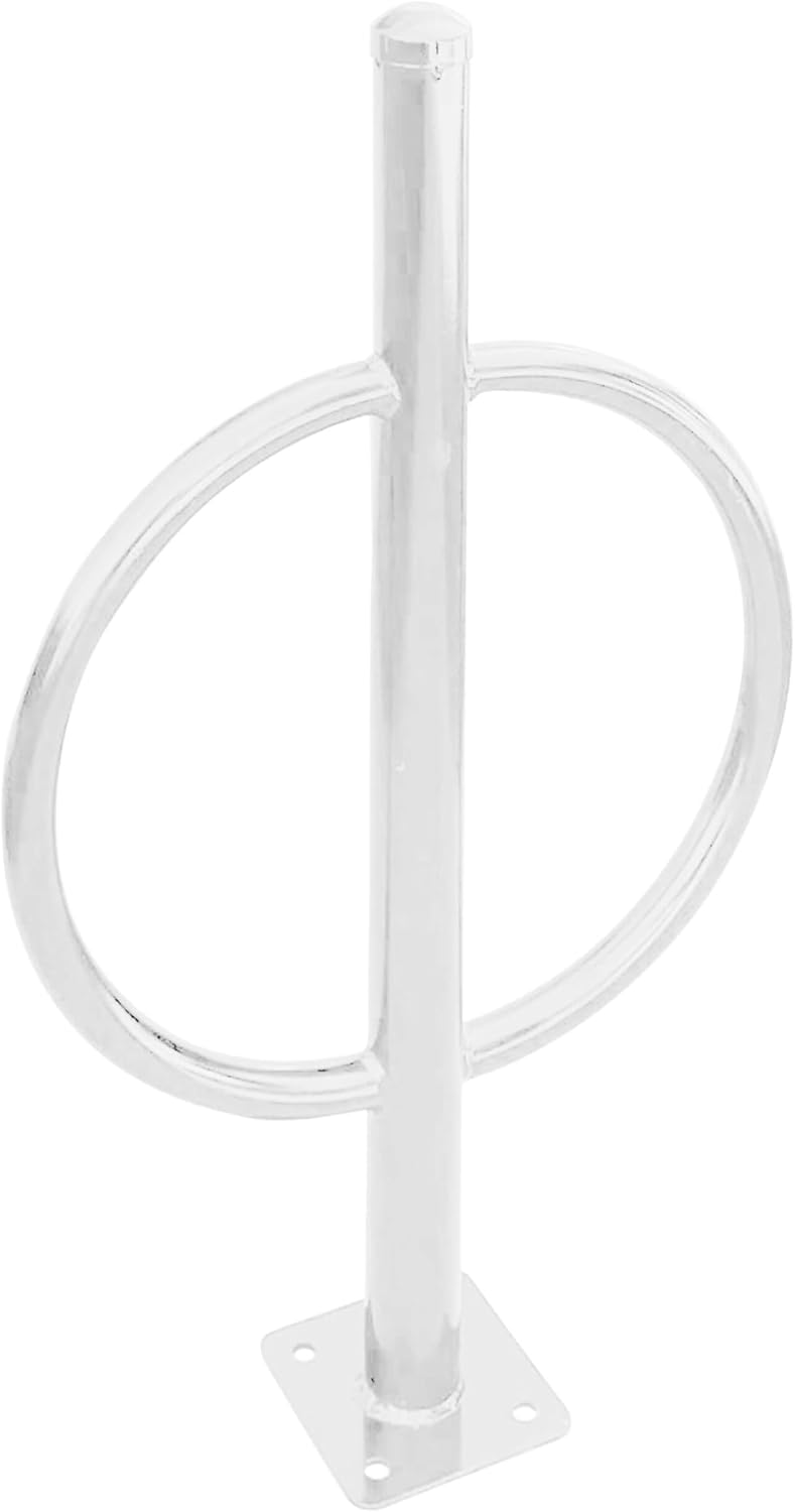 Sandbaggy Post and Ring Bike Rack - Commercial Bike Racks - Galvanized Steel - Anti-Theft Design - In Ground, Apartments, Sidewalks, Industrial (White, 10)