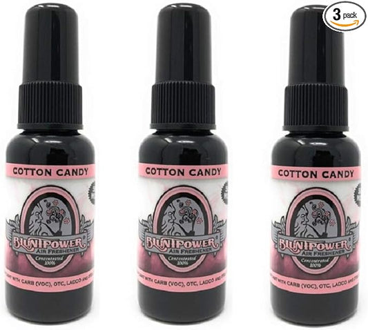 BluntPower (Cotton Candy, 3 Pack) Concentrated Air Freshener - Premium Oil Based Air Freshener Spray For Home and Car - Long-Lasting Bathroom Spray, Car Freshener, & Odor Eliminator Spray