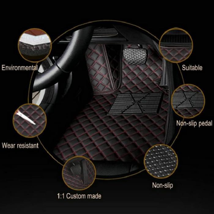 Customized Personalized car Floor mats, All-Weather Luxury car Floor mats, Waterproof and Anti Slip Leather car Floor mat Lining, 95% Customized car, Truck, and SUV Floor mats (Edge Gray)