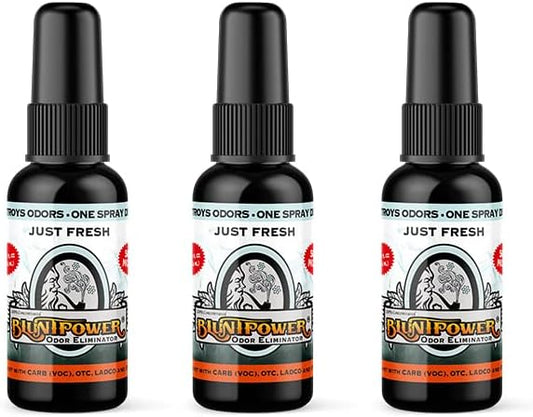 BluntPower (Just Fresh, 3 Pack) Concentrated Odor Eliminator and Diffuser Oil - Room Deodorizer, Odor Eliminator, and Smoke Eliminator Spray - Premium Oil Based Air Freshener & Odor Eliminator Spray