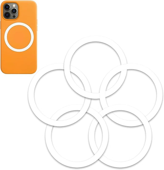 Magnetic Wireless Charger Universal Metal Rings - 5 PCS,for MagSafe-Compatible Charger on iPhone 14/13/12 Pro/Max/Mini Case and Samsung Galaxy (White - 5pcs)