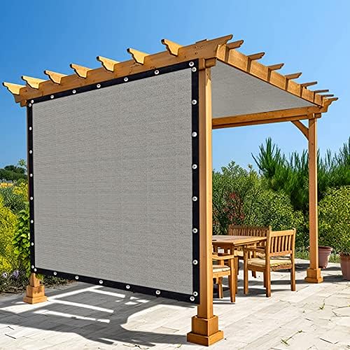 Amagenix 90% Shade Fabric 12'X 20' Gray Sun Shade Cloth with Grommets for Pergola Replacement Shade Cover Canopy, Heavy Duty, Cable Zip Ties Included (We Customized)