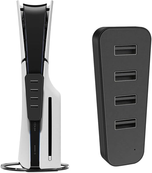 TNP 4 Port USB Hub for PS5 Slim Edition - High-Speed USB 2.0 Port Extender Adapter Accessories Expansion Hub Connector Expander for PlayStation 5 Slim ONLY, Black