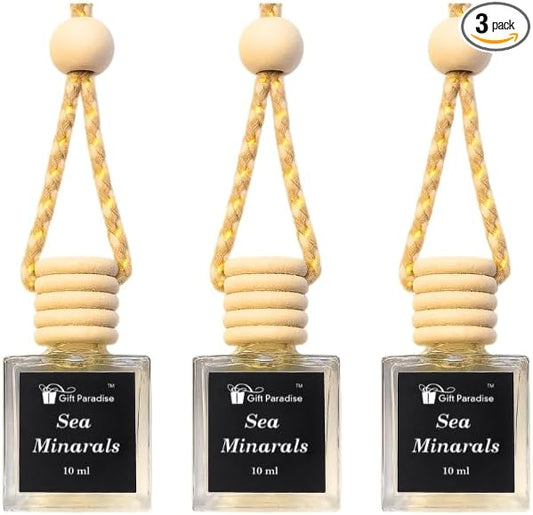 Sea Minerals Car Freshener Set of 3 – Long Lasting Premium Air Fresheners with Velvet gift bag – Refreshing Oceanic Scent for Car, Closet & Office