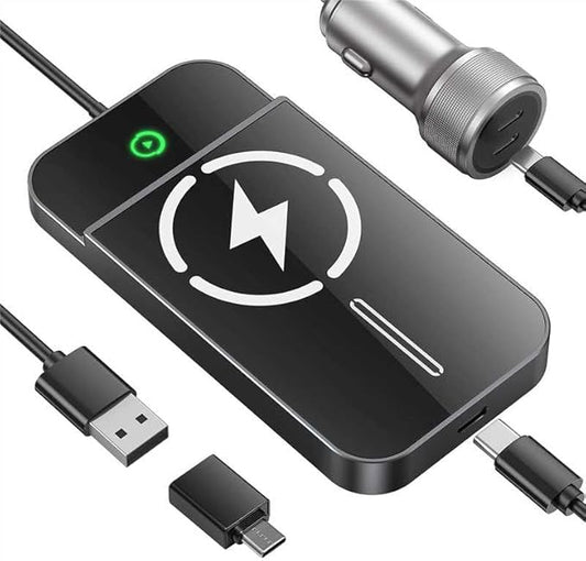 Wireless CarPlay Adapter with Magnetic 15W Fast Charging for iPhone 17/16/15/14/13/12 Series – Wired to Wireless CarPlay Converter, Auto Connect Plug & Play