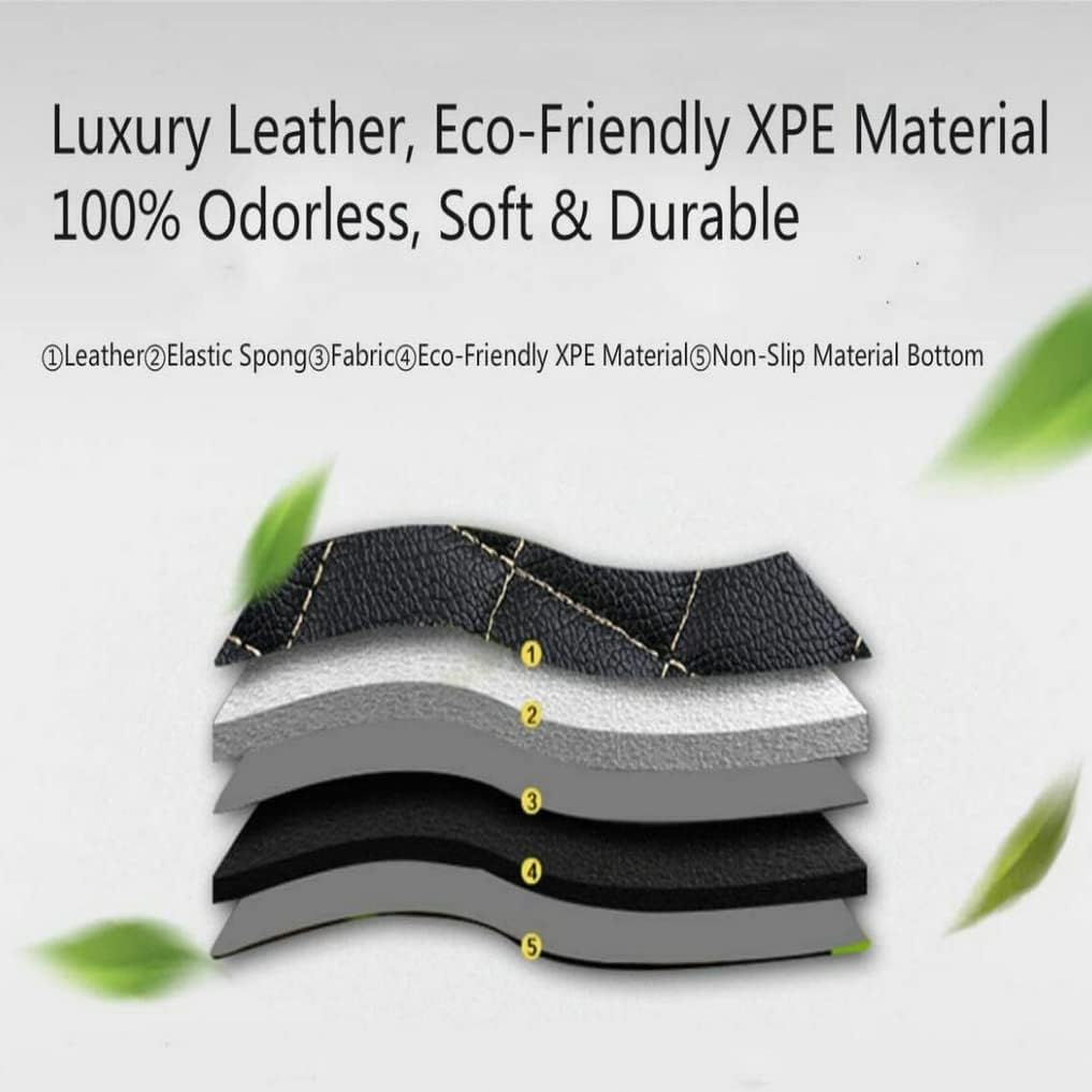 Custom All-Weather Protection Leather Car Floor Mats for Cars Sedan SUV Sports Car Waterproof Floor Mat (Red)