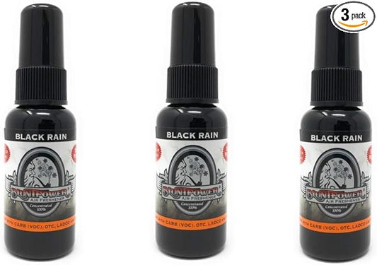 BluntPower 1 Ounce Bottle Oil Based Concentrated Air Freshener and Oil for Burner, Black Rain (Pack of 3)
