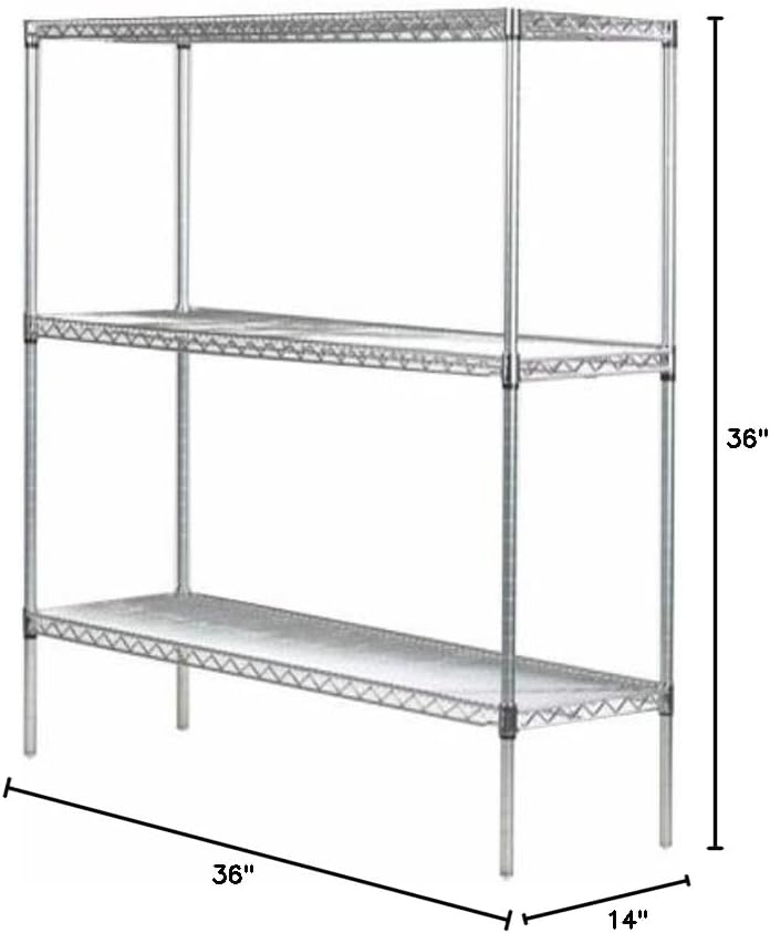 Omega 14" Deep x 36" Wide x 36" High 3 Tier Gray Starter Shelving Unit