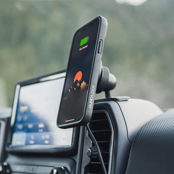 Quad Lock Adhesive Dashboard/Console Car Phone Holder Kit with MAG Wireless Charging Head V2 and MAG Phone Case for iPhone 16 Pro