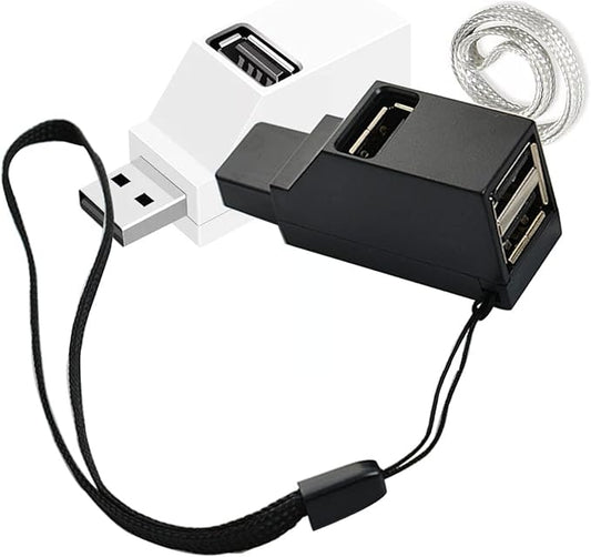 USB 2.0 Splitter,[2 Pack ] 3-Port USB 2.0 Hub High Speed Splitter, USB Splitter Adapter Portable for PC, Laptop -White Black