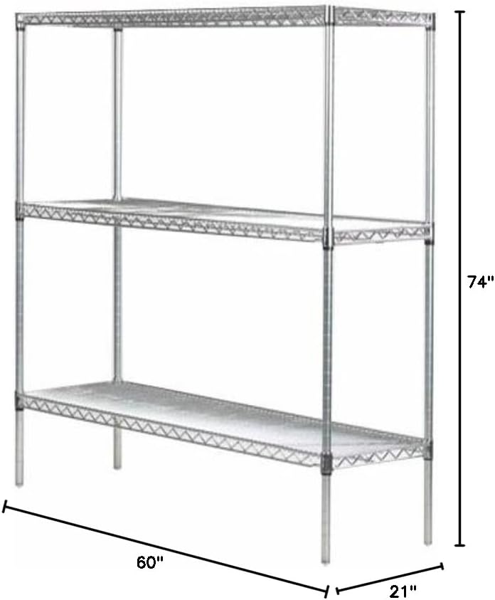 Omega 21" Deep x 60" Wide x 74" High 3 Tier Gray Starter Shelving Unit