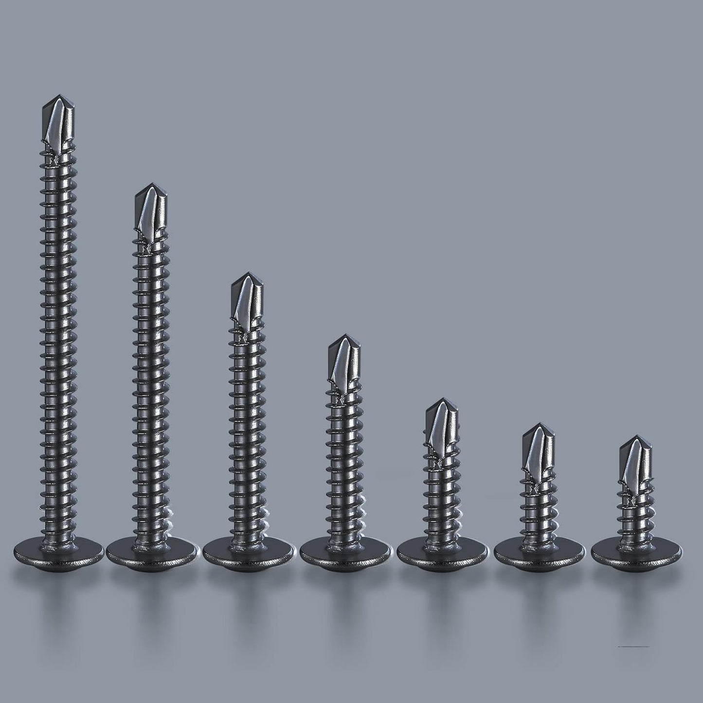 (150 pcs) Wensilon #10×1-1/2” for Sheet Metal Self-Tapping Screws 410 Black Stainless Steel Truss Head High-Strength Quick Tapping