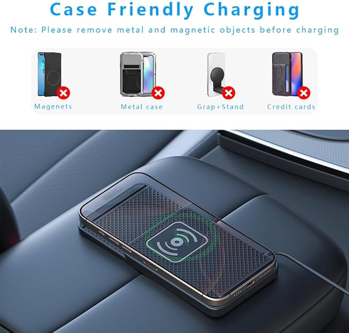 Wireless Charging Pad for Car for Kia K4 2025, Non-Slip Type C/USB 20W Fast Phone Charging Pad DIY Trim-to-Fit No Interior Damage,B&Type-C