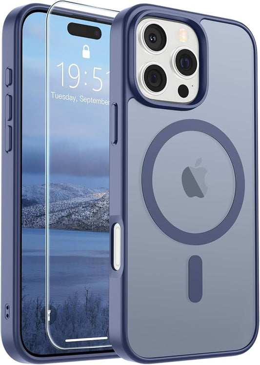 SUPFINE Magnetic for iPhone 16 Pro Case (Compatible with MagSafe) (Military Grade Drop Protection) Slim Translucent Matte Shockproof with Anti-Fingerprint Phone Case,Lavender Gray