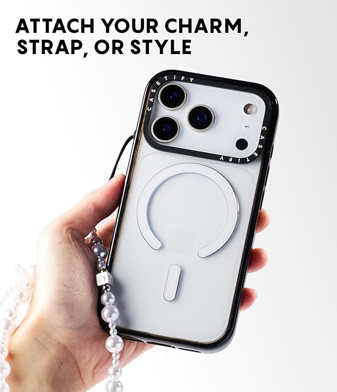 CASETiFY Impact iPhone 17 Pro Case [Slim/Compatible with Magsafe / 8.2 ft. 4X Military Grade Drop Protection] - Nightie - Clear Black