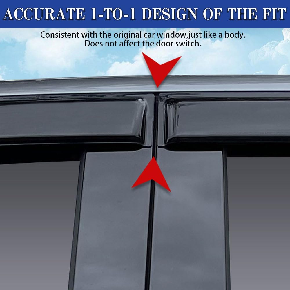 Rain Guards for Jeep Compass 2017-2023, Tape-on Side Window Deflectors for Jeep Compass, Window Visors for Jeep Cars, for Jeep Car Accessories, 4 pcs