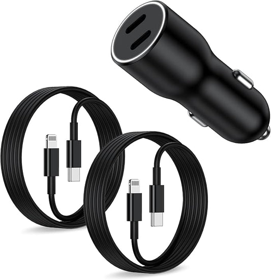 iPhone 14 13 Car Charger, [Apple MFi Certified] 45W Dual Port USB C Rapid Apple Car Adapter with 6ft Type C to Lightning Cable Fast Charging for iPhone 14 Pro/14 Pro Max/14 Plus/13/12/11/X/XS/SE,iPad