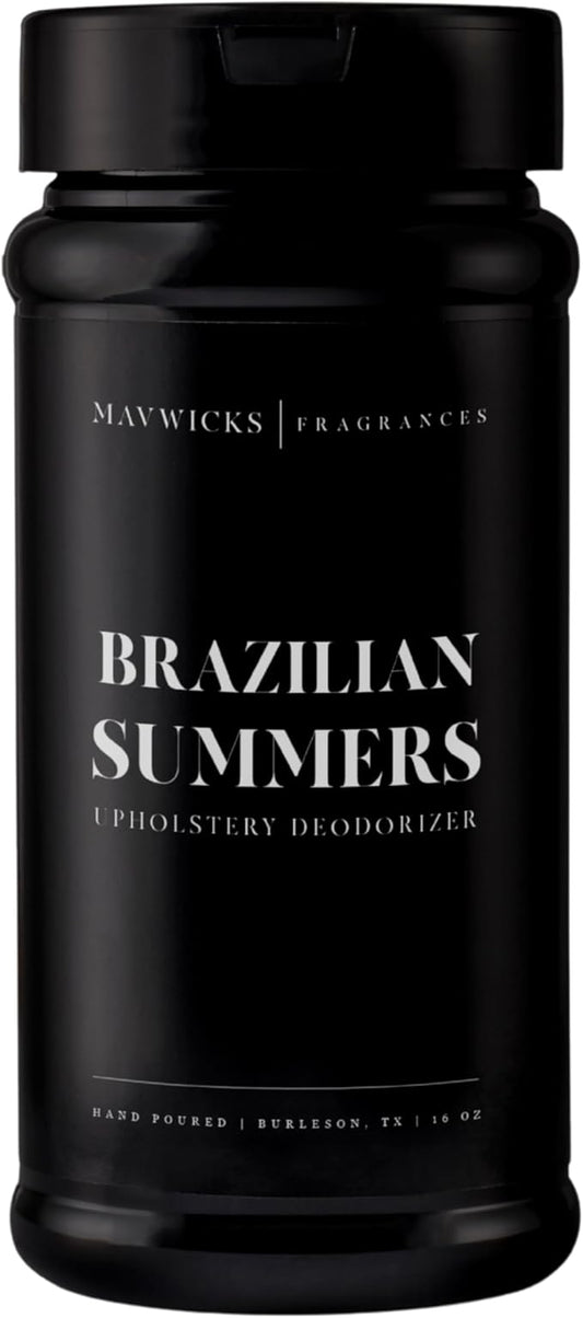 Mavwicks Fragrances - Upholstery Deodorizer (Brazilian Summers) 16 oz - Rug, Couch & Carpet Deodorizer - Vacuuming Powder, Pet Safe Carpet Freshener Powder - Odor Eliminator for Home