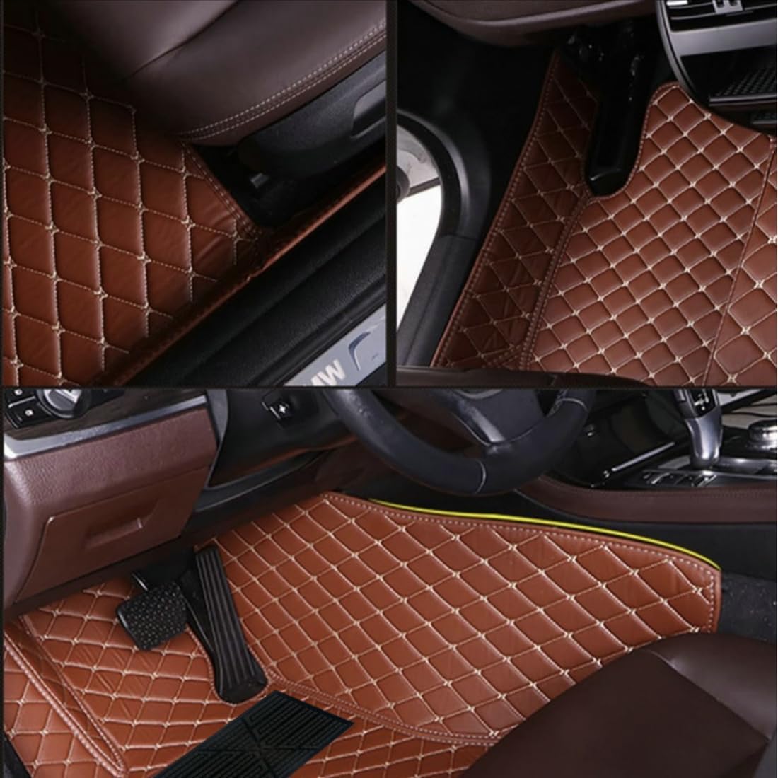 Custom Personalized Floor Mats for Cars，Luxury Full Coverage All Car Floor Mats，Anti-Slip Leather Car Mat Set ，Custom Floor Mats for 99% of Cars, Trucks & SUVs. (Grey)