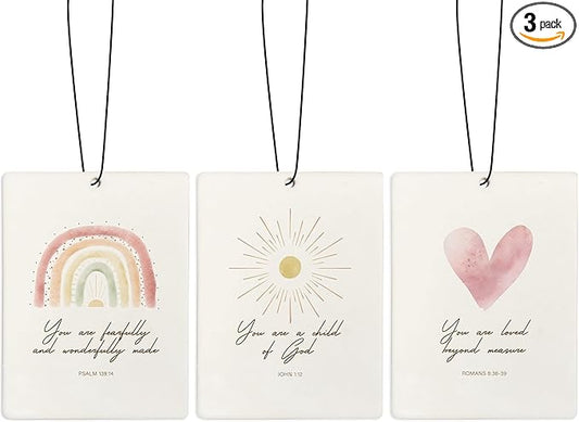 Boho Sun Rainbow Christian Car Air Freshener, Bible Verses Air Freshener Hanging 3 Pcs for Cars Closet Drawer or Books, Boho Religious Christian God Car Accessories Mirror Decor for Women