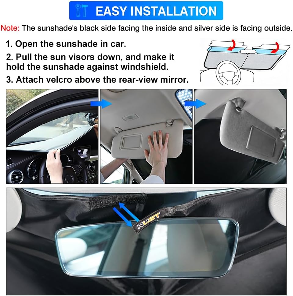 KUST Windshield Sun Shade for BMW X1 E84 Accessories 2011 2012 2013 2014 2015 Custom Fit Sunshade Foldable Sun Visor Protector Blocks UV Rays Keep Your Car Cooler