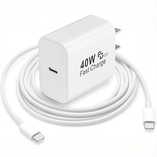 iPhone 17 16 15 Charger Fast Charging Type C Chargers 40W USB C Charger Block iPhone 17 16 15 Air Pro Max Chargers with 6FT Cable for iPhone 17/17 Plus/17 Pro Max/16 Plus/16 Pro Max/15 Max/iPad Pro