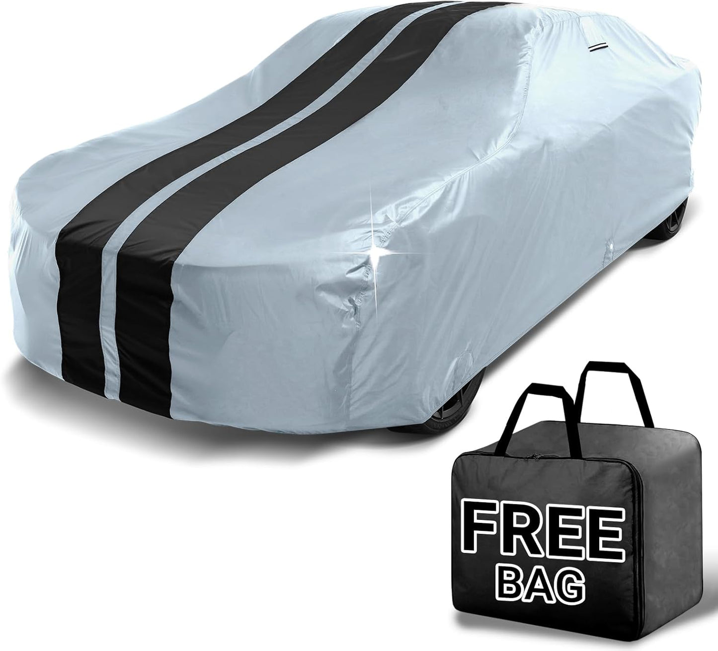 iCarCover Custom Car Cover for Chevy Styleline Deluxe 2-Door, 4-Door (1949-1952) Waterproof All Weather Rain Snow UV Sun Protector Full Exterior Indoor Outdoor Car Cover (Stripe - Gray/Black)