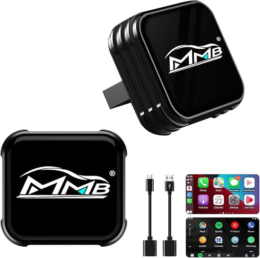 MMB Wireless CarPlay Adapter for iPhone, 2-in-1 Wireless CarPlays & Android Auto Adapter, Convert Wired to Wireless CarPlay,Plug & Play,Auto Reconnect, No Delay, USB-A/Type-C for iOS 10+ & Android 11+