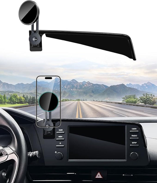 Phone Mount for Toyota Hyundai Elantra 2021-2024 2025 Accessories 10.25-Inch/8-Inch Screen Fixed Clip, Magnetic Car Phone Holder for MagSafe, Strong Magnets Fast Wireless Charger Cell Phone Base