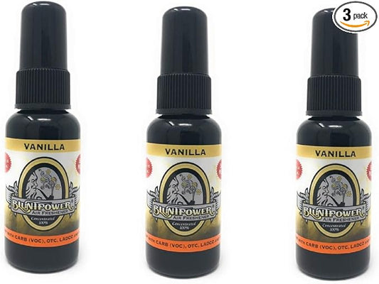 BluntPower (Vanilla, 3 Pack) Concentrated Air Freshener - Premium Oil Based Air Freshener Spray For Home and Car - Long-Lasting Bathroom Spray, Car Freshener, & Odor Eliminator Spray