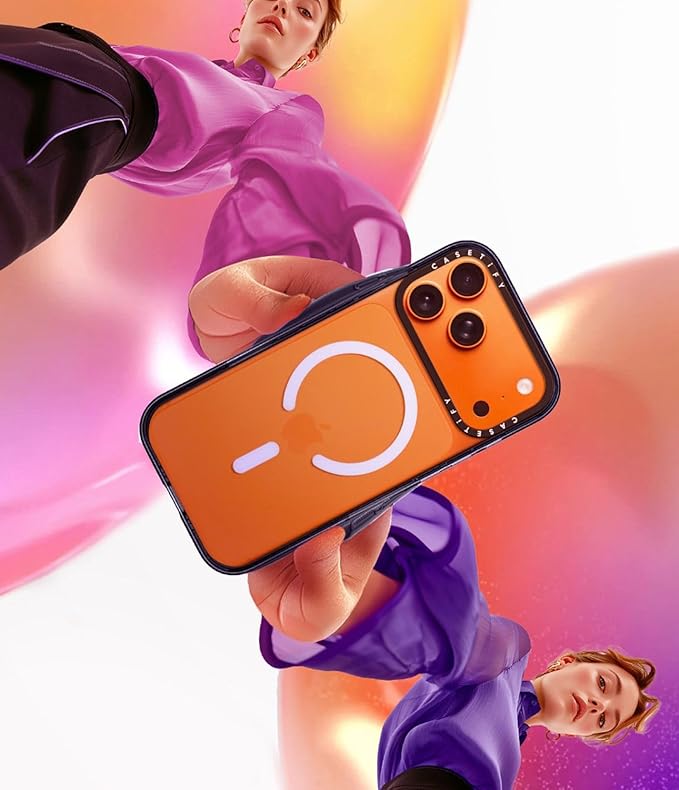 CASETiFY Impact iPhone 17 Pro Case [Slim/Compatible with Magsafe / 8.2 ft. 4X Military Grade Drop Protection] - Chrome Scribbles - Clear Black