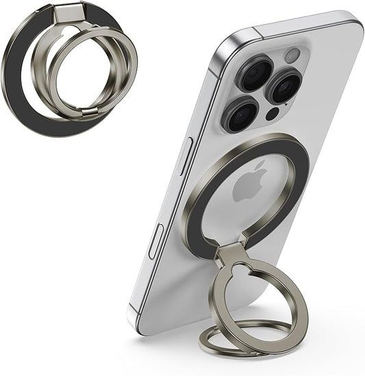 Magnetic Ring Holder for MagSafe Dual-Side Magnet Stand Cell Phone Grip for iPhone 17 Pro Max 16 15 14 13 12 Plus Samsung Galaxy S25 Edge S24 Ultra S23 S22 S21 S20 Magnetic Finger Ring for Car Mount