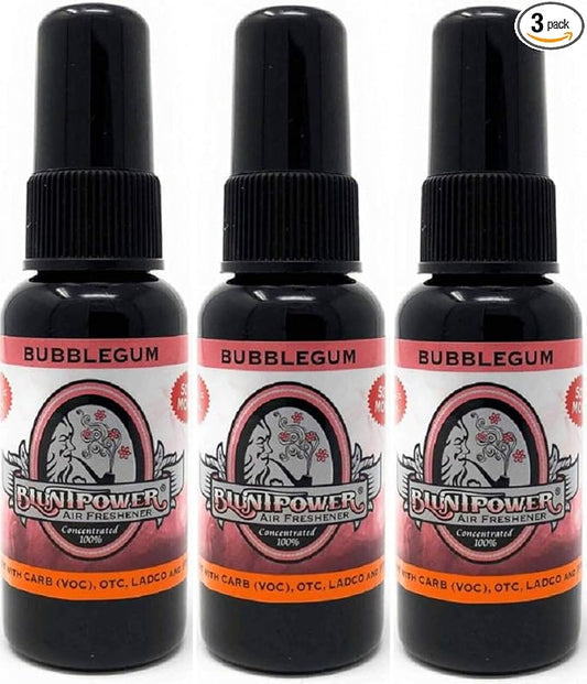 BluntPower (Bubblegum, 3 Pack) Concentrated Air Freshener - Premium Oil Based Air Freshener Spray For Home and Car - Long-Lasting Bathroom Spray, Car Freshener, & Odor Eliminator Spray