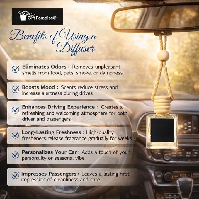 Fallen Leaves Car Air Freshener Set of 3 (10 ml Each) | Hanging Design with Velvet Gift Bag | Cozy Autumn Aroma by Gift Paradise – Perfect for Car, Home & Office Décor