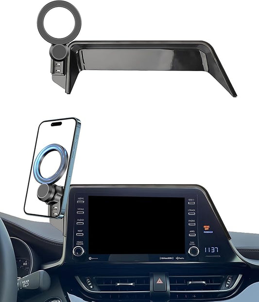 Magnetic Car Phone Mount for Toyota C-HR 2019 2020 2021 2022 Accessories, for MagSafe Strong Magnets Cell Phone Holder 8-Inch Screen Cradles, with Portable Phone Gripper 360° Rotation