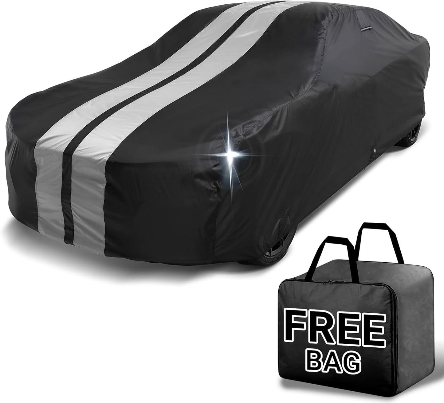 iCarCover Custom Car Cover for Buick Century Wagon (1978-1981) Waterproof All-Weather Rain Snow UV Sun Protector Full Exterior Indoor Outdoor Car Cover (Stripe - Black/Gray)