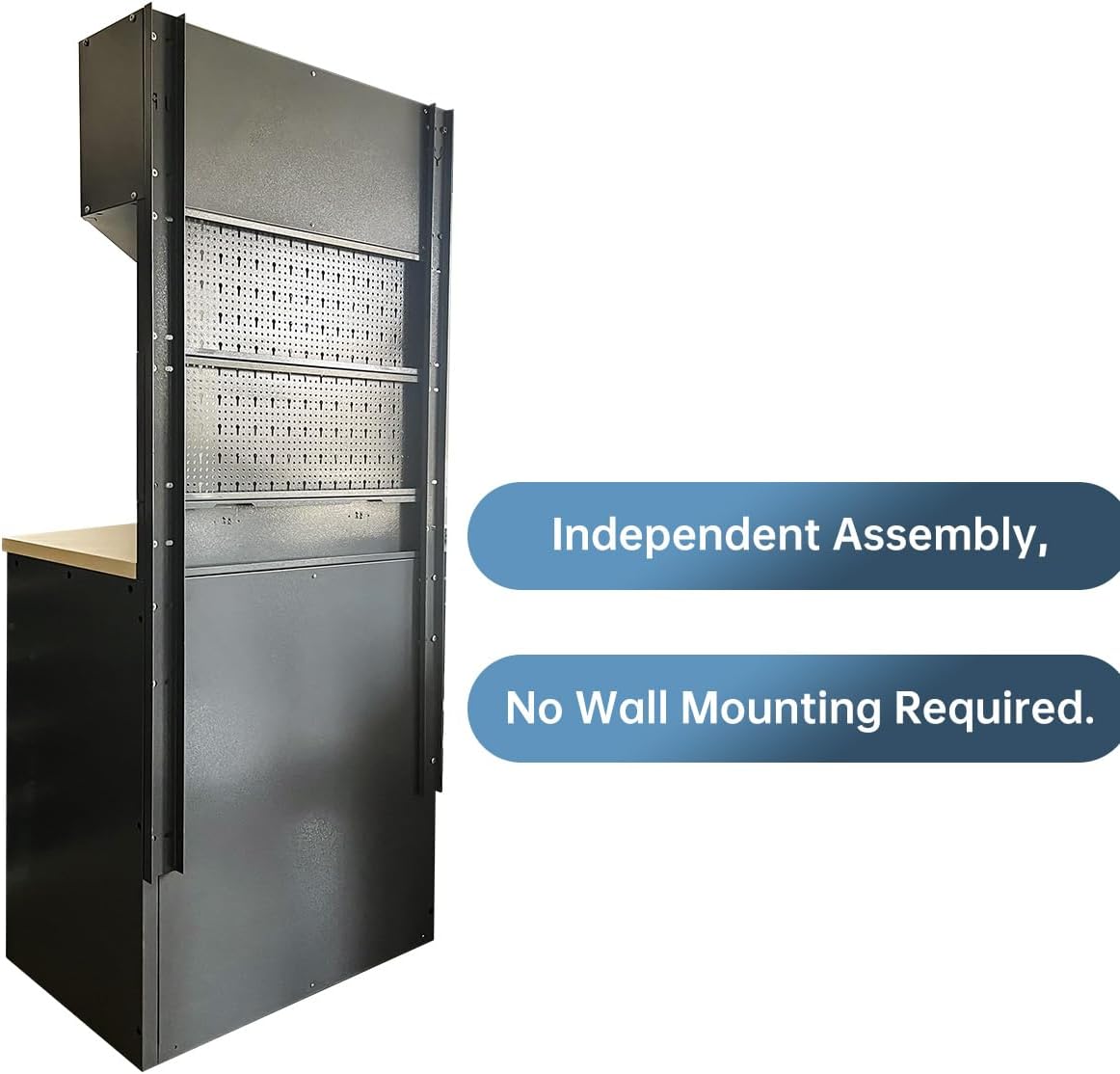 JZD Workshop Storage Cabinet System, Professional Tool Workbench for Home Garage, No Wall Mounting Required, for Utility Room Pantry