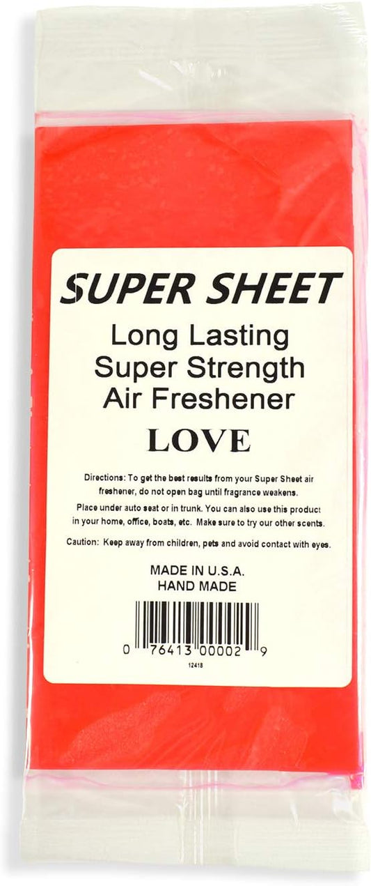Super Sheet Small (7.5"x3.75") Under Seat Car Air Freshener (Love)